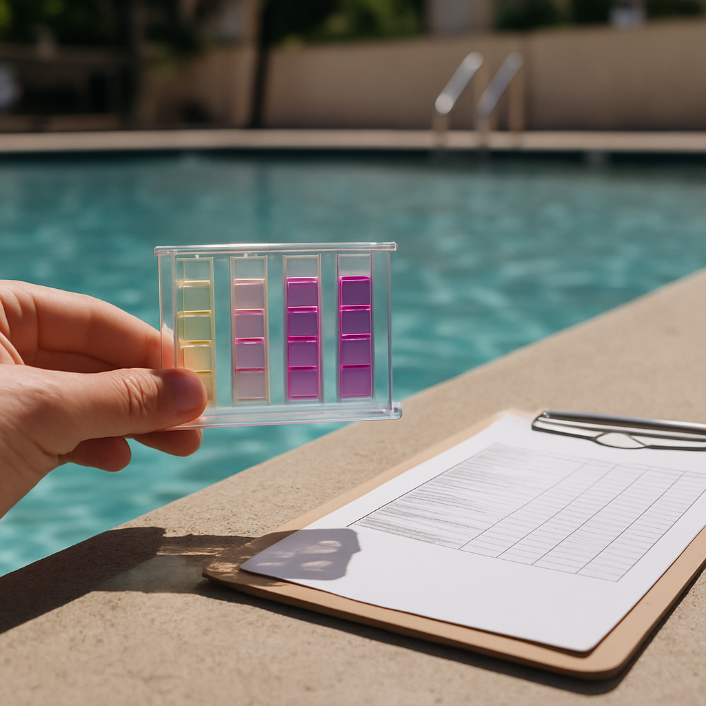 Shows the on-site water chemistry testing process that produces the documentation records discussed in this section.