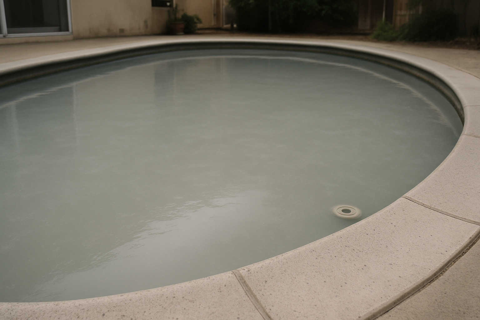 Captures the specific mid-recovery cloudy-gray water stage described in the copy, visually distinguishing it from both g