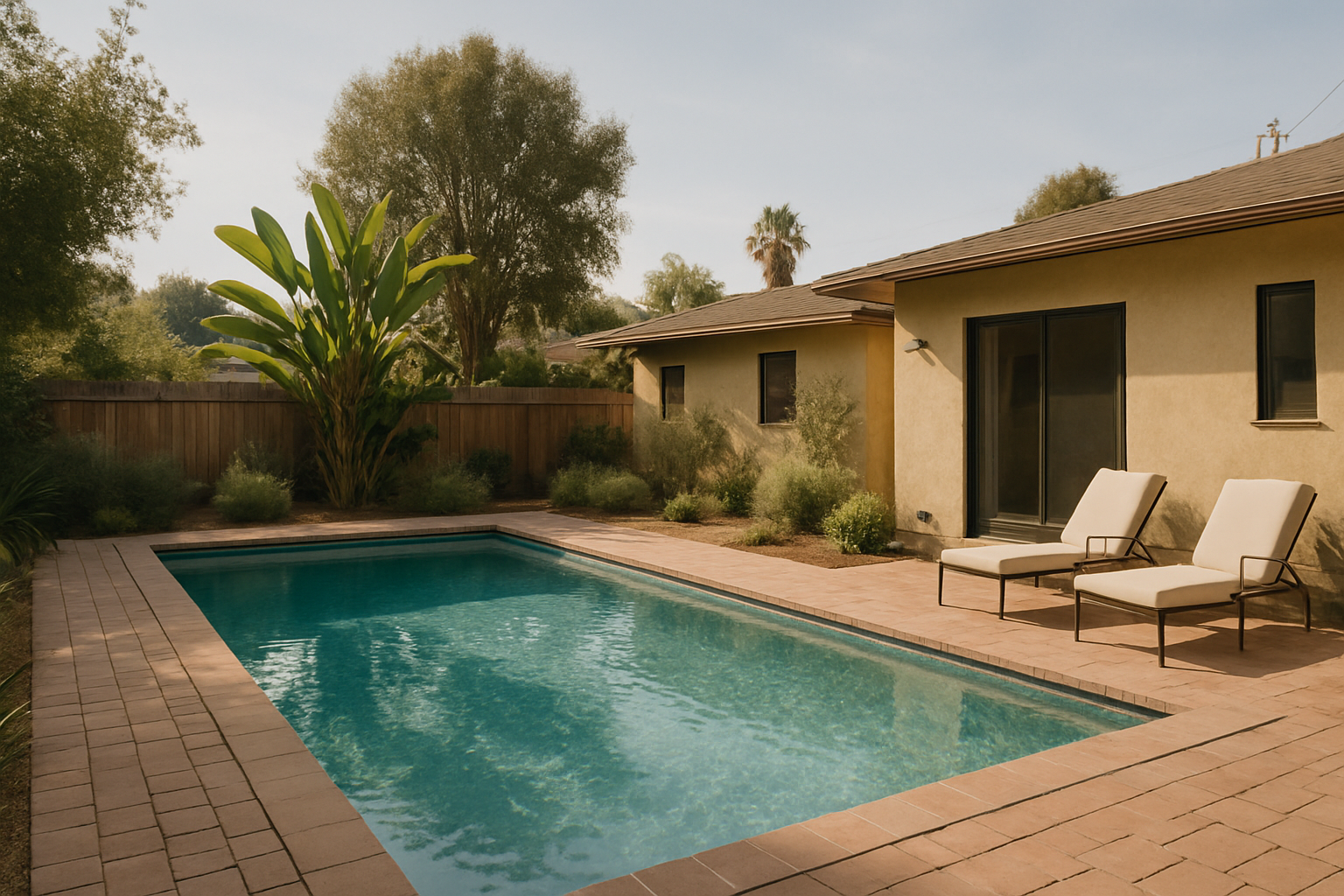 Establishes the page's primary subject  -  an LA residential pool about to undergo a pre-purchase inspection  -  with au