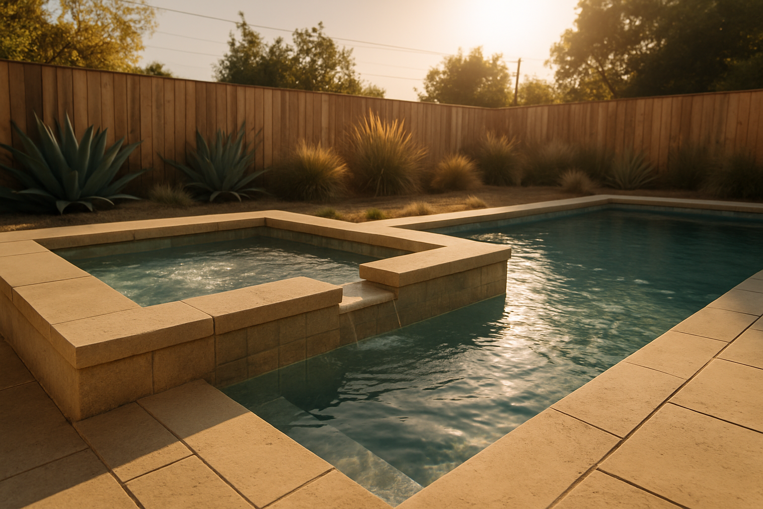 Establishes the visual subject of the page  -  a residential spa and pool in an LA backyard context  -  anchoring the he