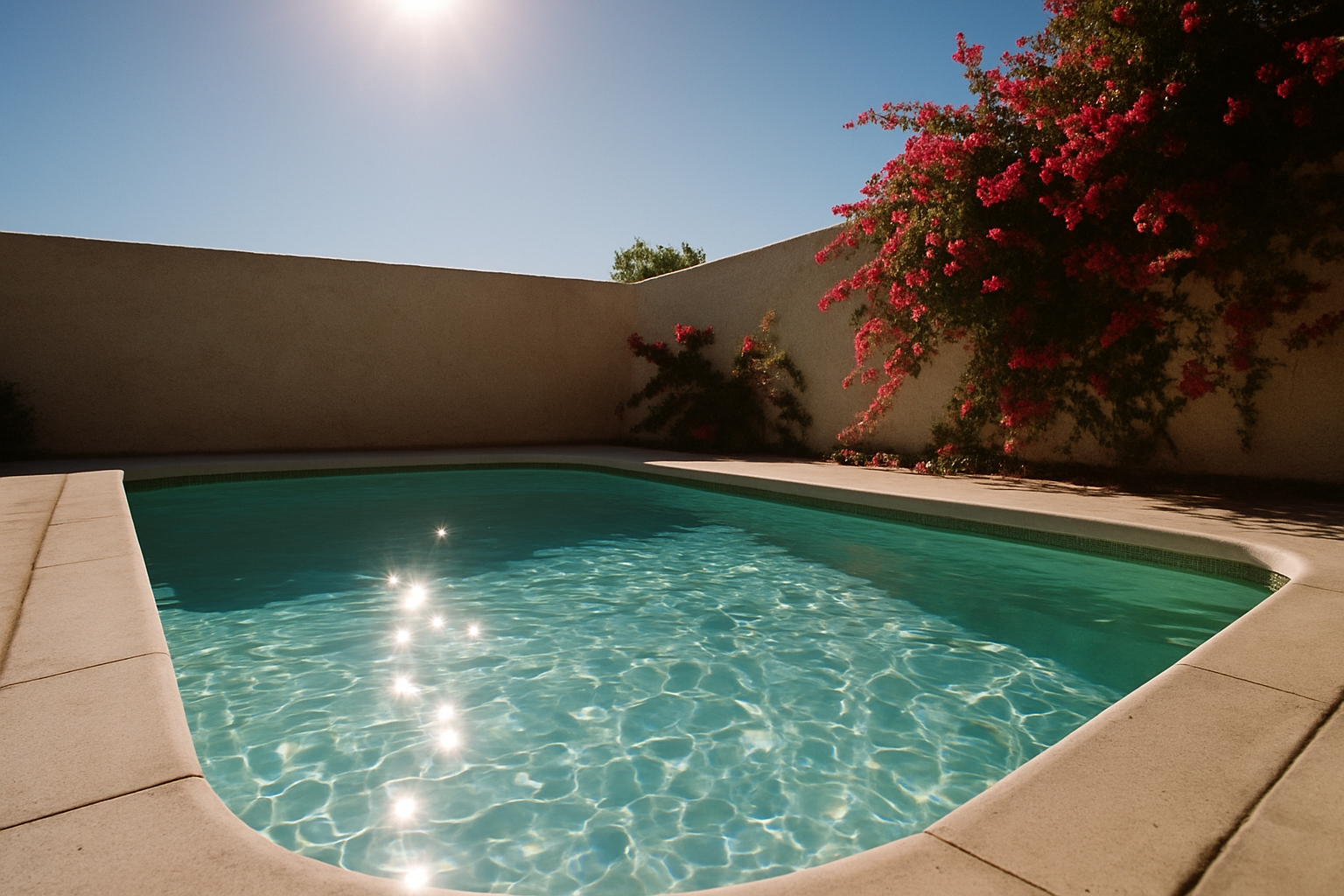 Conveys the intense UV environment that degrades chlorine, supporting copy about Los Angeles sunlight destroying unstabi