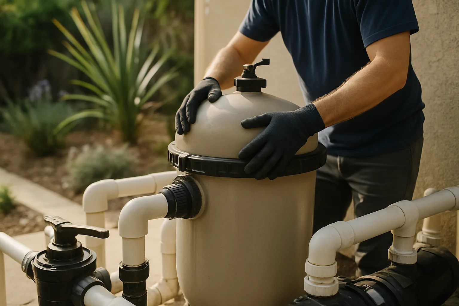 Shows active filter servicing in an LA residential context, matching the hero section's promise of professional, on-site