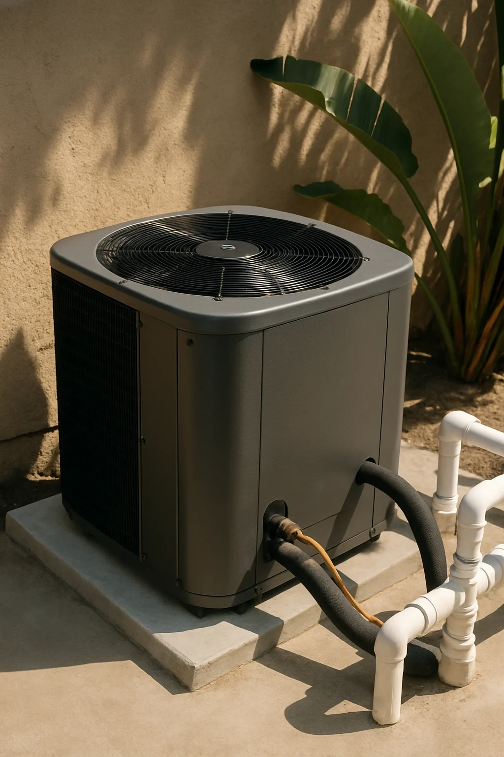 Shows the distinct physical form of a heat pump pool heater, supporting the section explaining how this fuel type differ