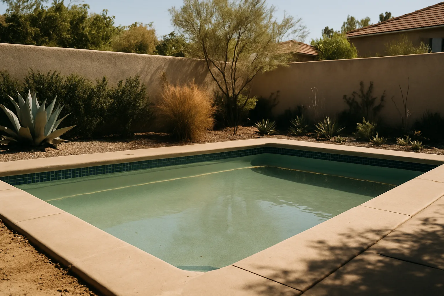 Establishes the core subject  -  a Los Angeles pool with apparent water loss  -  matching the hero section's promise of 