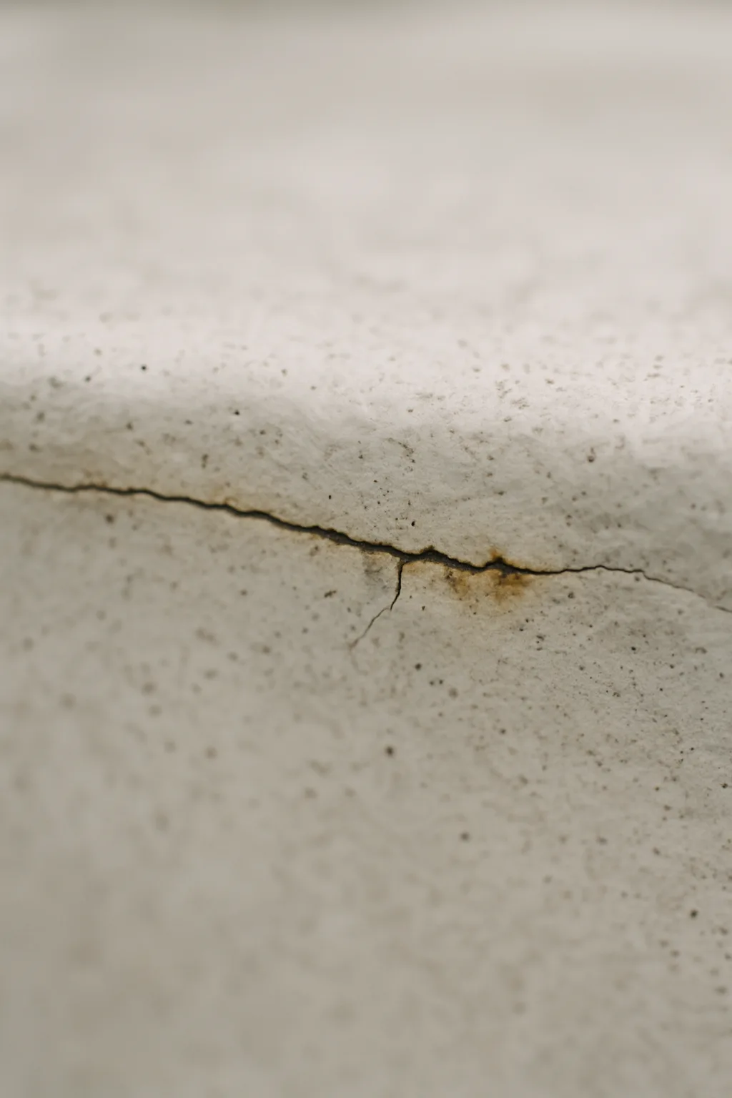 Provides a clear visual of a structural leak source  -  a gunite crack  -  that readers can recognise as the kind of def