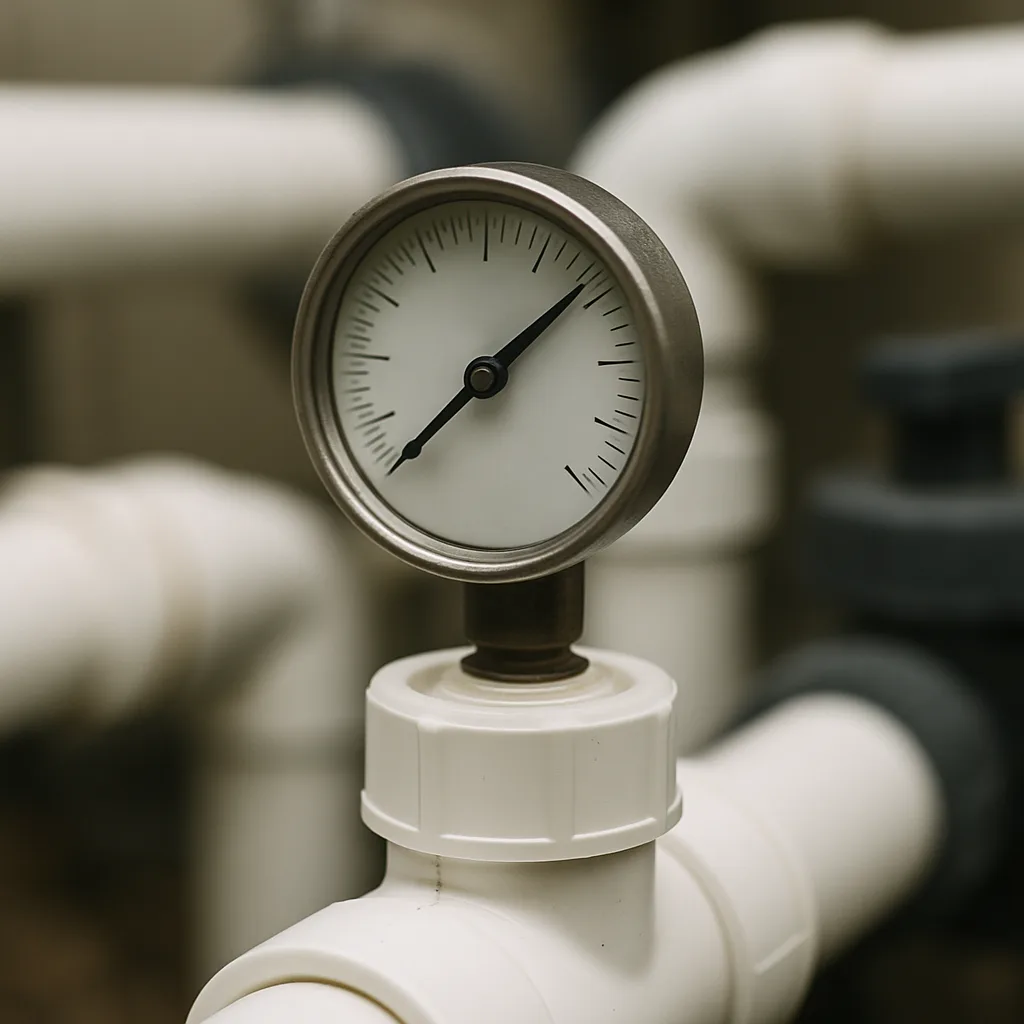 Isolates the pressure gauge as the central tool of pressure testing, providing a clear technical visual for the section 
