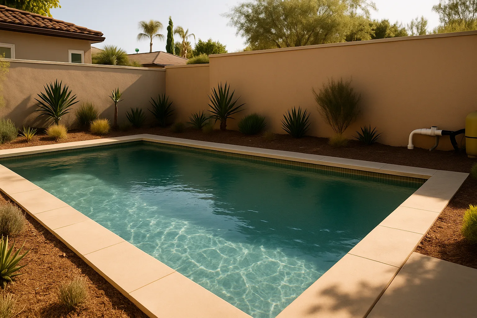 Establishes the core service offering  -  a saltwater pool in a recognisable LA residential setting  -  as the hero imag