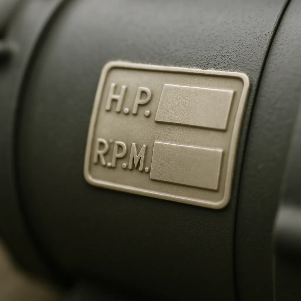 Directs readers' attention to exactly what the copy instructs them to examine  -  the motor data label  -  making the co