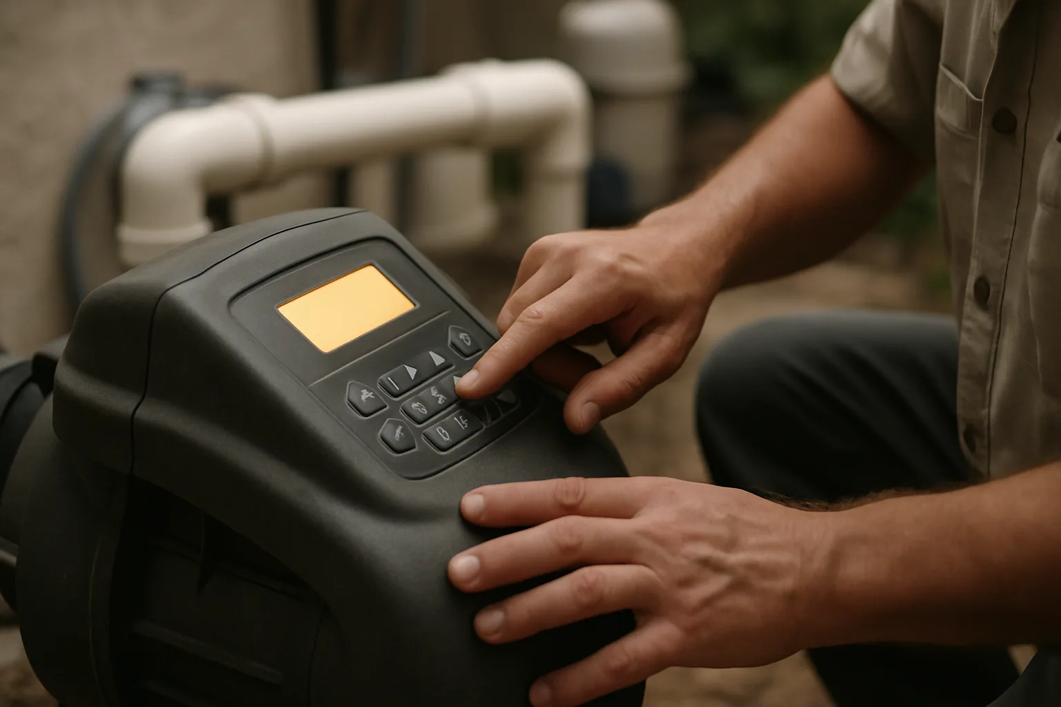 Illustrates the speed-programming step described in the copy, showing hands-on technical configuration without revealing